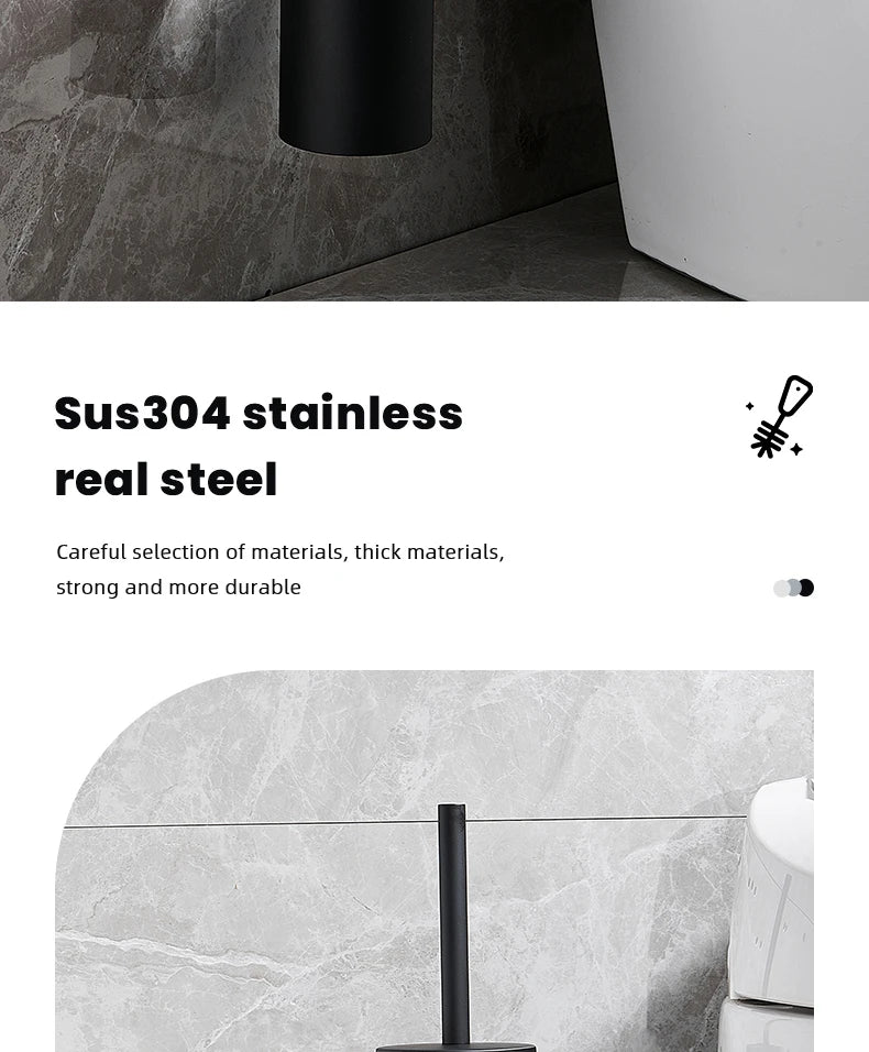 Stainless Steel Bathroom Toilet Brush Holder Accessories Black Toilet Brush Wall Mounted WC Cleaner Brush FR07