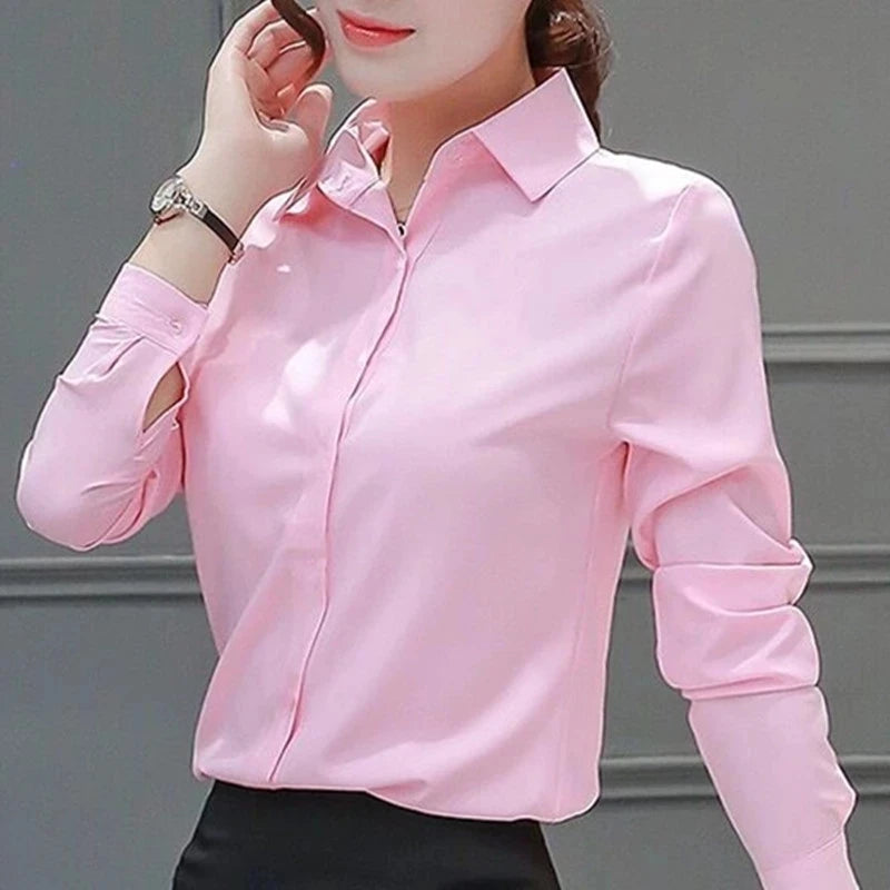White Long Sleeve Shirt Blouse