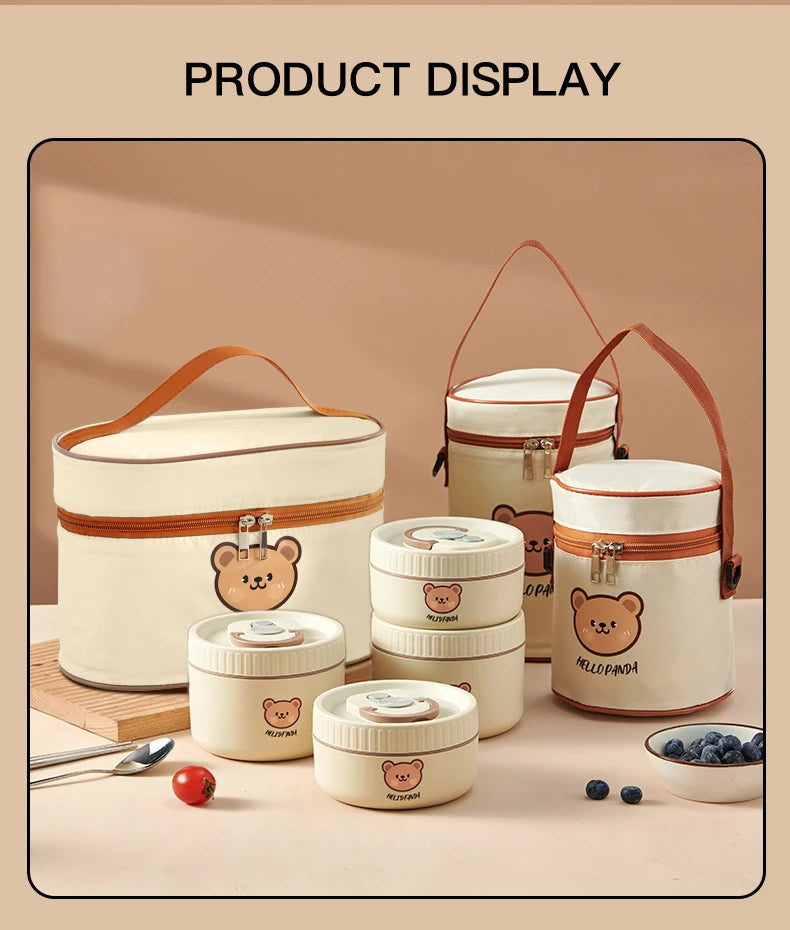 WORTHBUY Portable Insulated Lunch Box 304 Stainless Steel Fruit Salad Food Container Leak-proof Bento Box Microwave Heatable