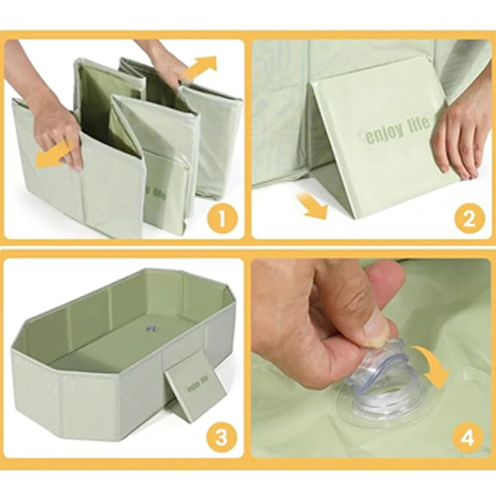 1 foldable bathtub for family use, a convenient summer garden pool for storage, and a baby bathtub suitable for family travel