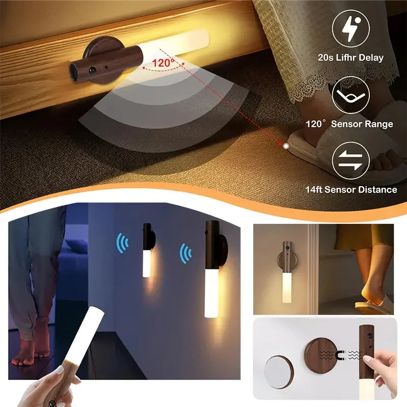Smart Motion Sensor Night Light – Rechargeable Magnetic LED Wall Lamp, Wireless Modern Lighting for Hallway, Bedroom, Stairs & Cabinets