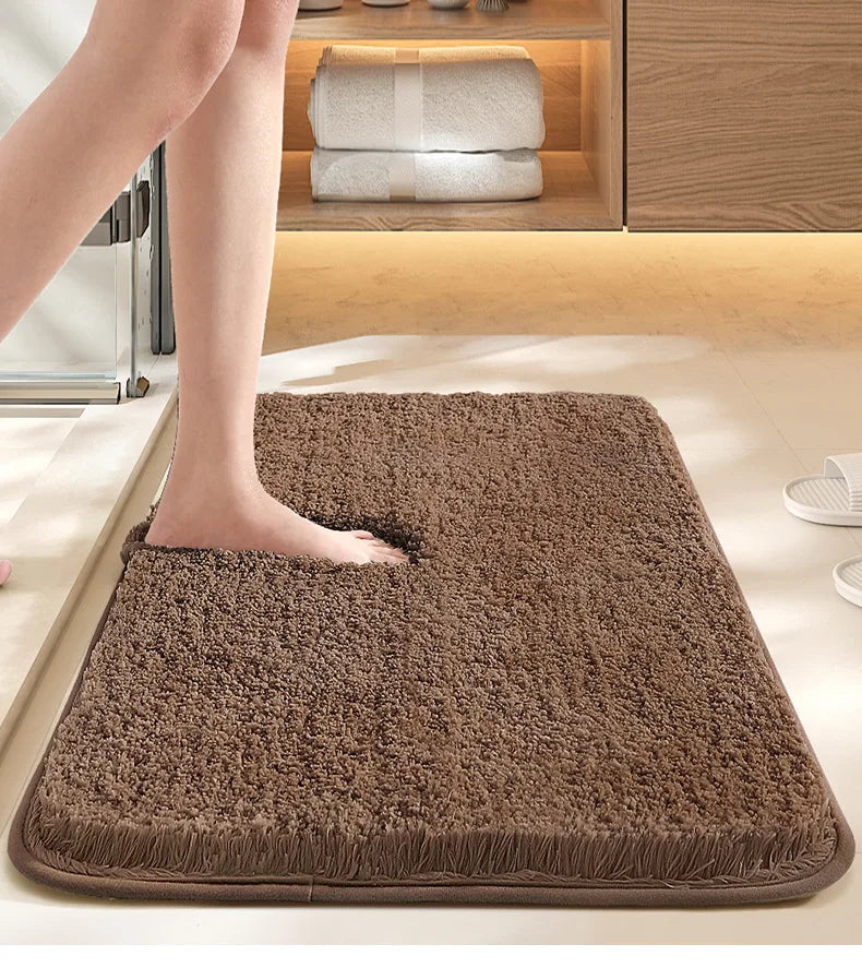 Bathroom absorbent carpet floor mat solid color bathroom antibacterial foot mat non slip mat at the toilet door machine washable