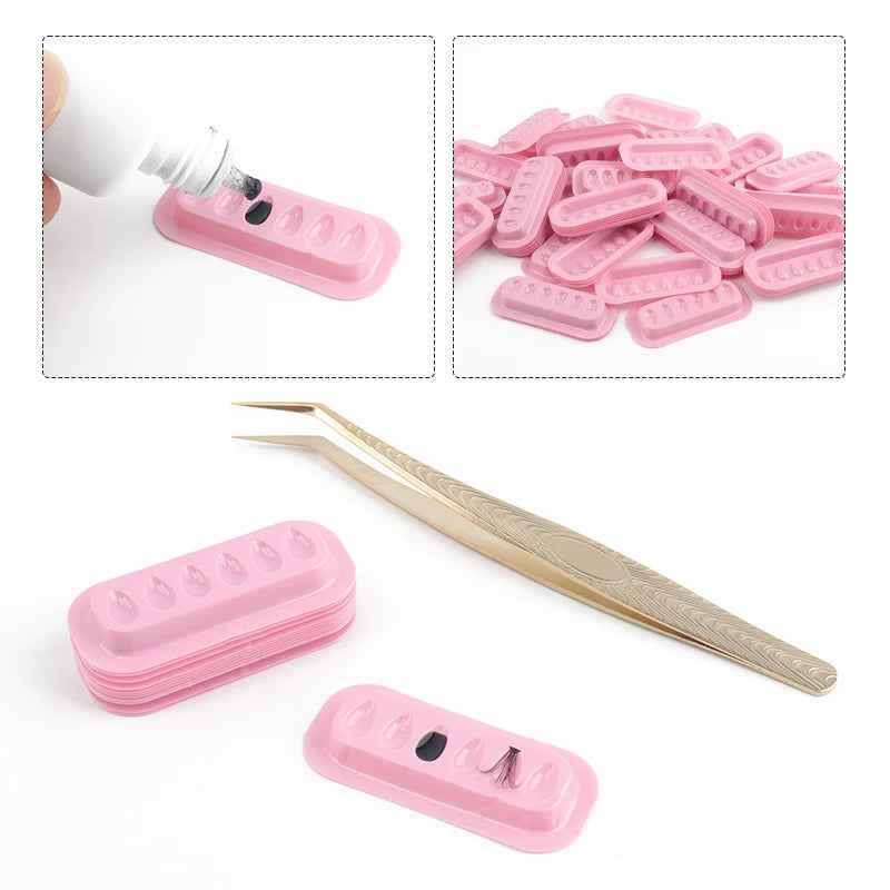 00pcs Disposable PVC Flower Holder Stickers – Adhesive Lash Glue Pallet for Eyelash Extension and Makeup Tools