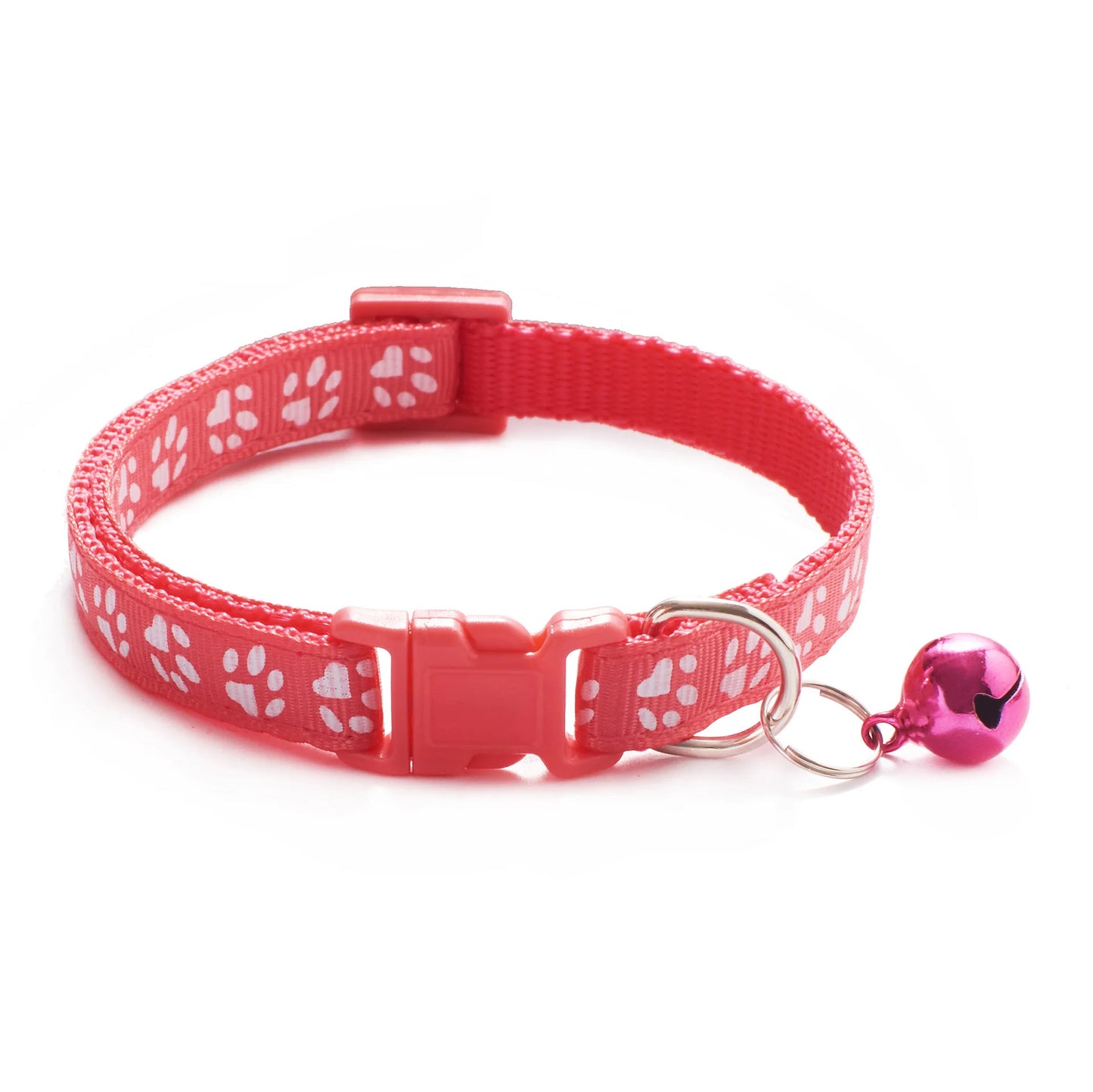 HABO Adjustable Pet Collar with Bell – Colorful Cartoon Footprint Necklace for Dogs, Puppies, Cats, and Kittens