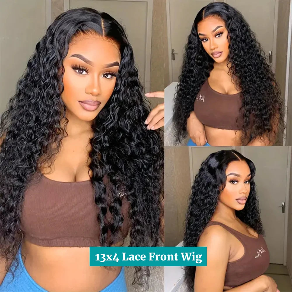 46 Inch Deep Wave Lace Front Wigs Human Hair 13x6 HD Lace Frontal Wigs Pre Plucked Brazilian Curly Human Hair Wig 200 Density