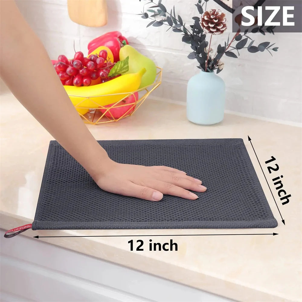 Olanly Kitchen Towel 100% Cotton Dishcloth Waffle Weave Kitchen Cloth Super Absorbent Quick Drying Wash Cloth Home Cleaing Towel