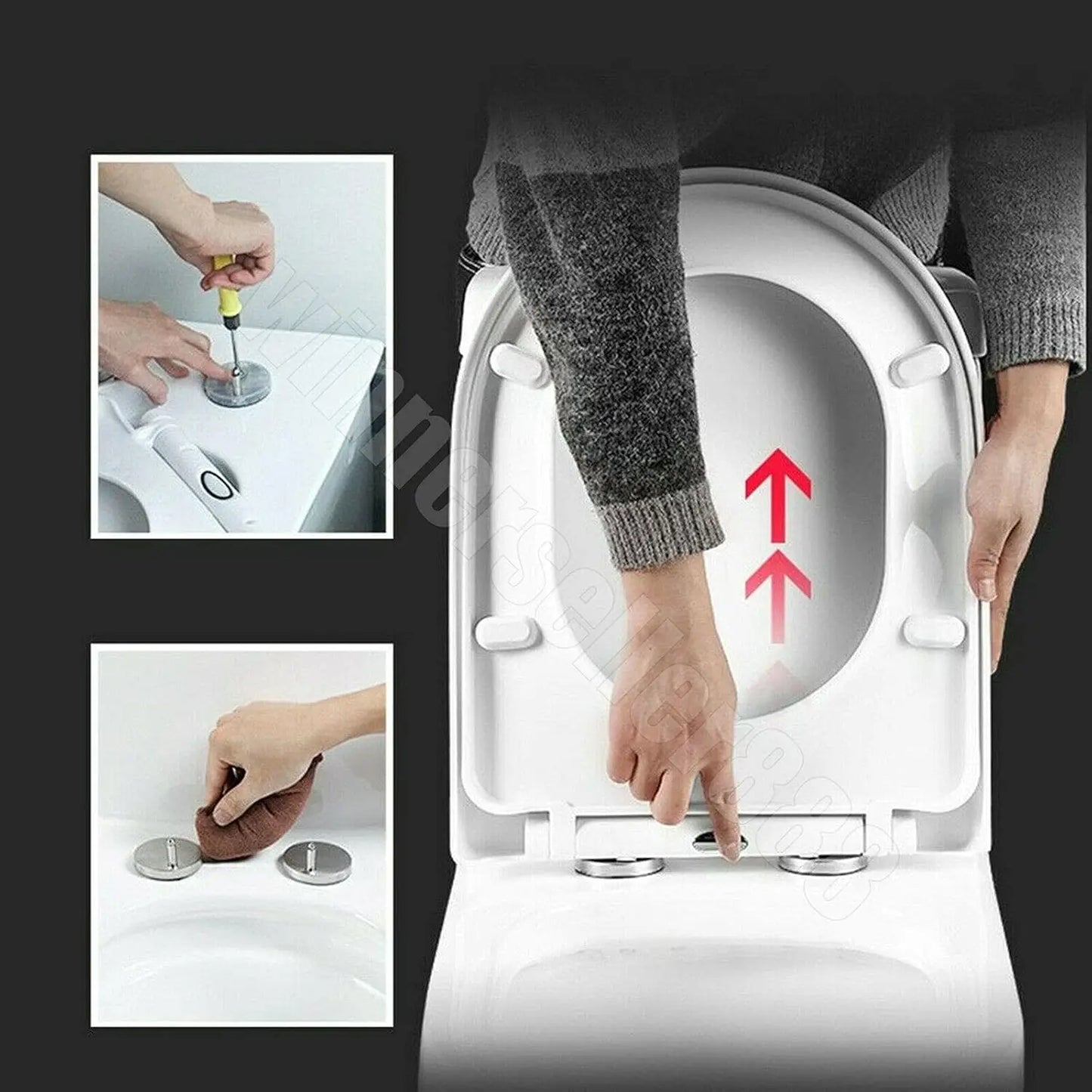 D-Type Toilet Seat Soft Closing Anti-Bacterial Hygienic - Removable Toilet Lid with 360° Rotation Hinge, Easy Install & Cleaning