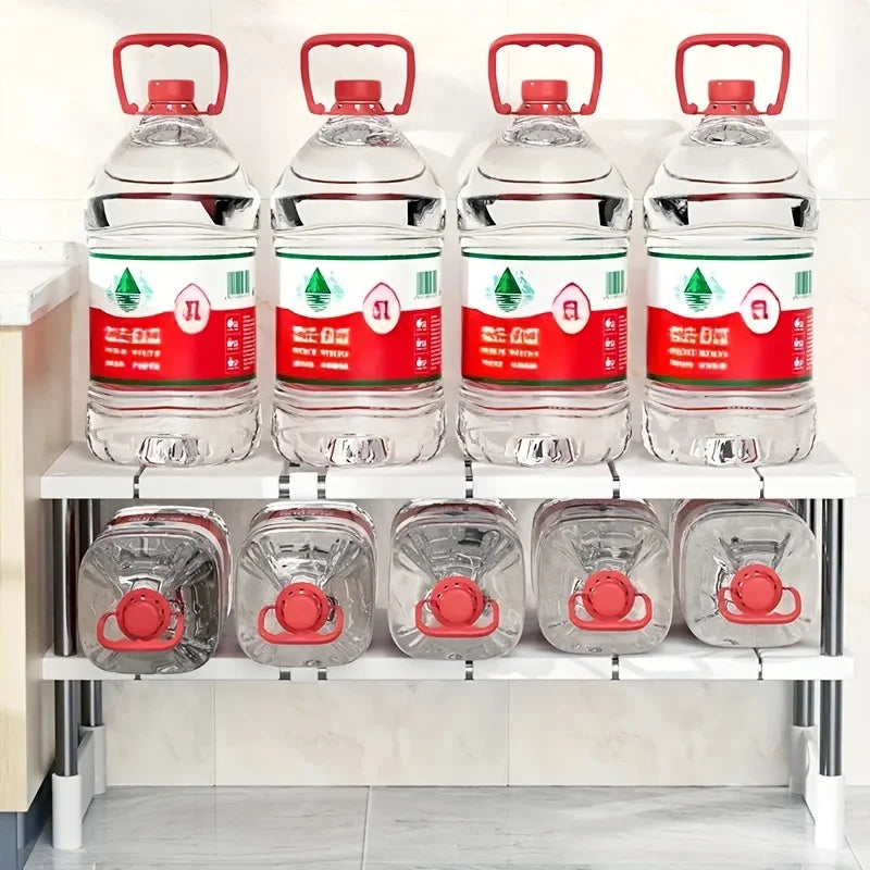 Adjustable Under Sink Storage Rack,Expandable Kitchen & Bathroom Cabinet Organiser, Durable Space-Saving Multi-Layer Pot Holder