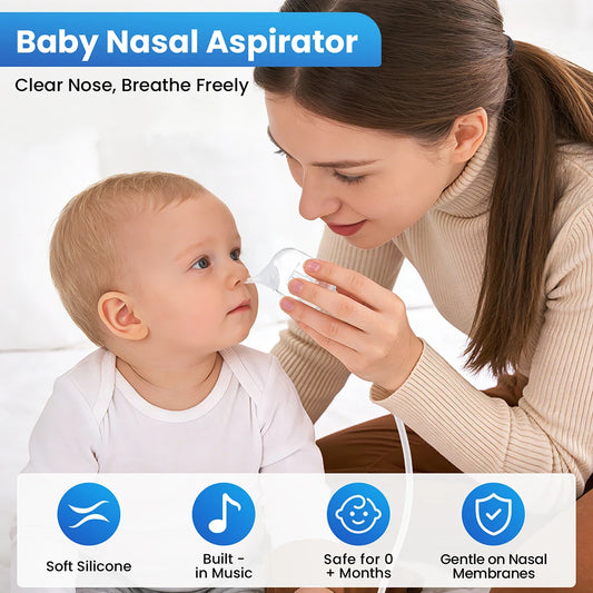 Baby Nasal Aspirator Electric Nose Cleaner with Built-In Music Nursery Rhymes Rechargeable Nose Booger Sucker for Infants Babies