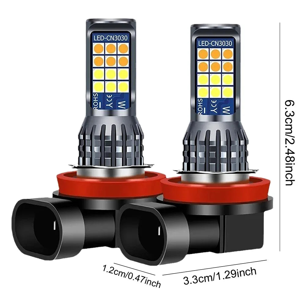 2Pcs Dual Color Car Fog Light Bulb DC 10-30V 35W H11 H8 Auto Fog Lamp 3000-6000K Car LED Fog Lamp Yellow White IP67 Waterproof