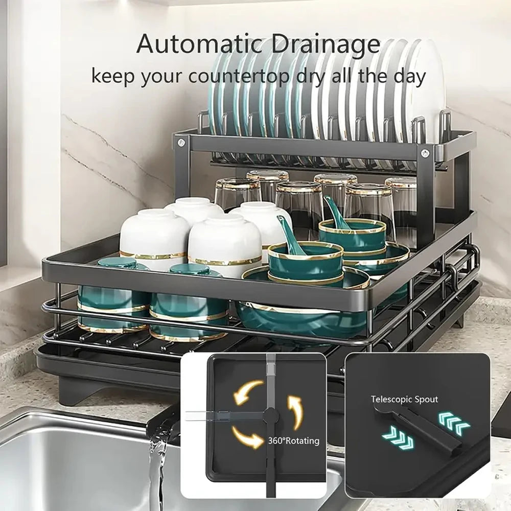 A Tray for Kitchen Sinks, Featuring a Dish Rack And a Water Collection Plate, Multifunctional Draining Rack