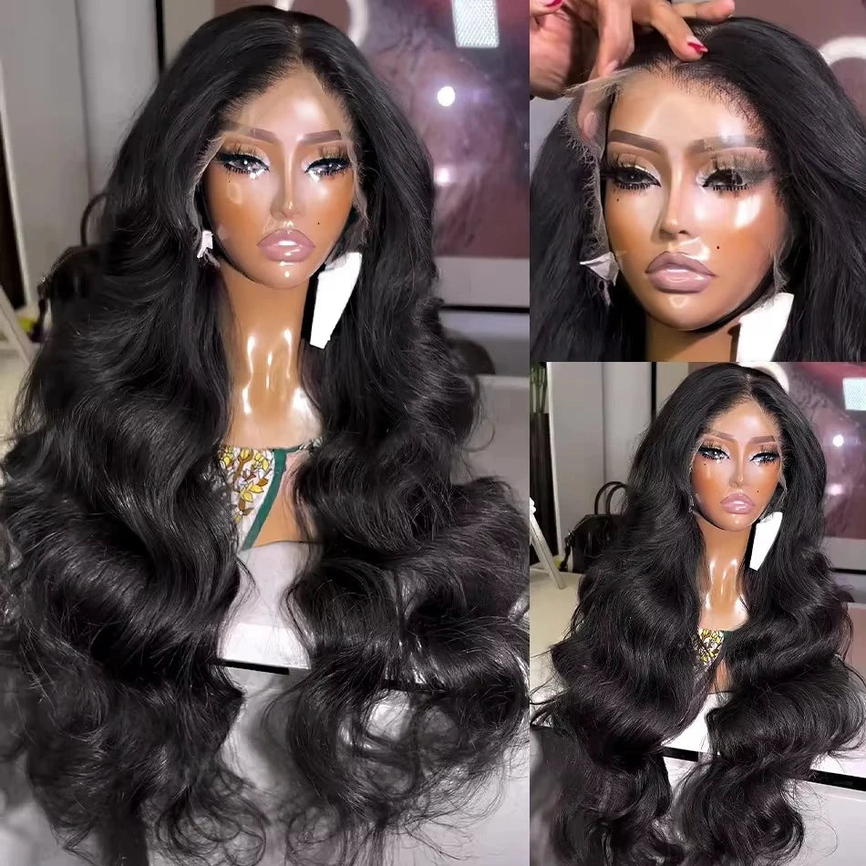 Body Wave Wigs Human Hair 13x4 HD Transparent Lace Frontal Wig 200 Density Water Wave Pre Plucked Brazilian 100% Real For Women