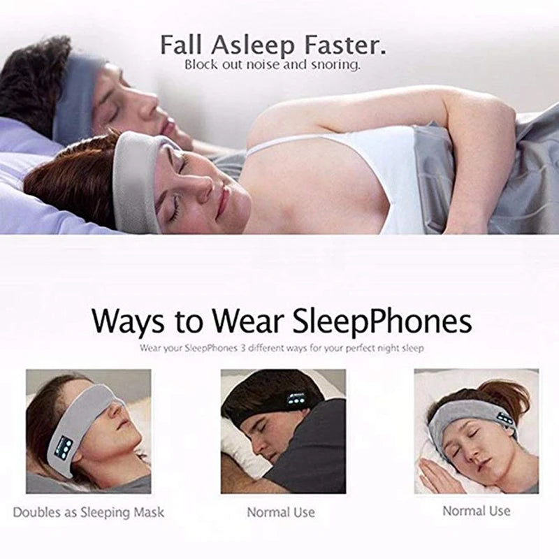 Wireless Stereo Bluetooth 5.0 Running Headband Eye Mask With Mic