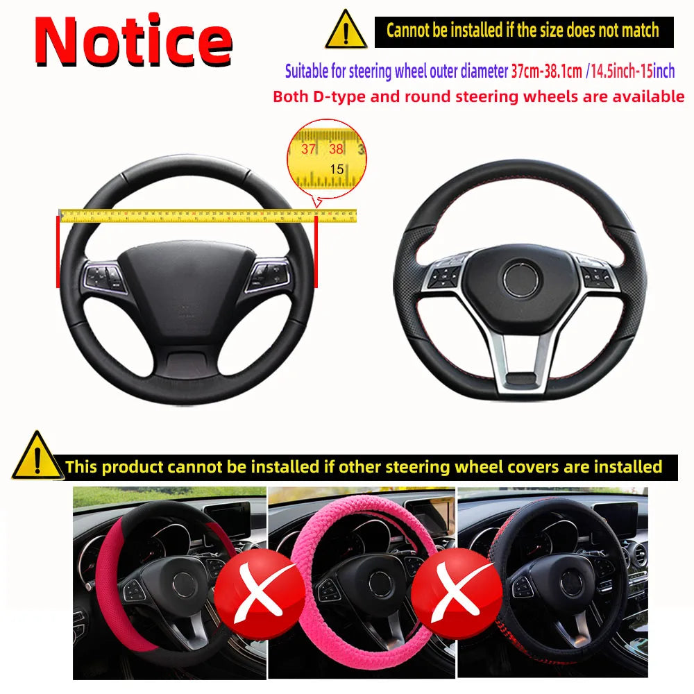 1 little monster PU embossed leather automotive supplies without inner ring steering wheel cover fits 14.5-15 inches