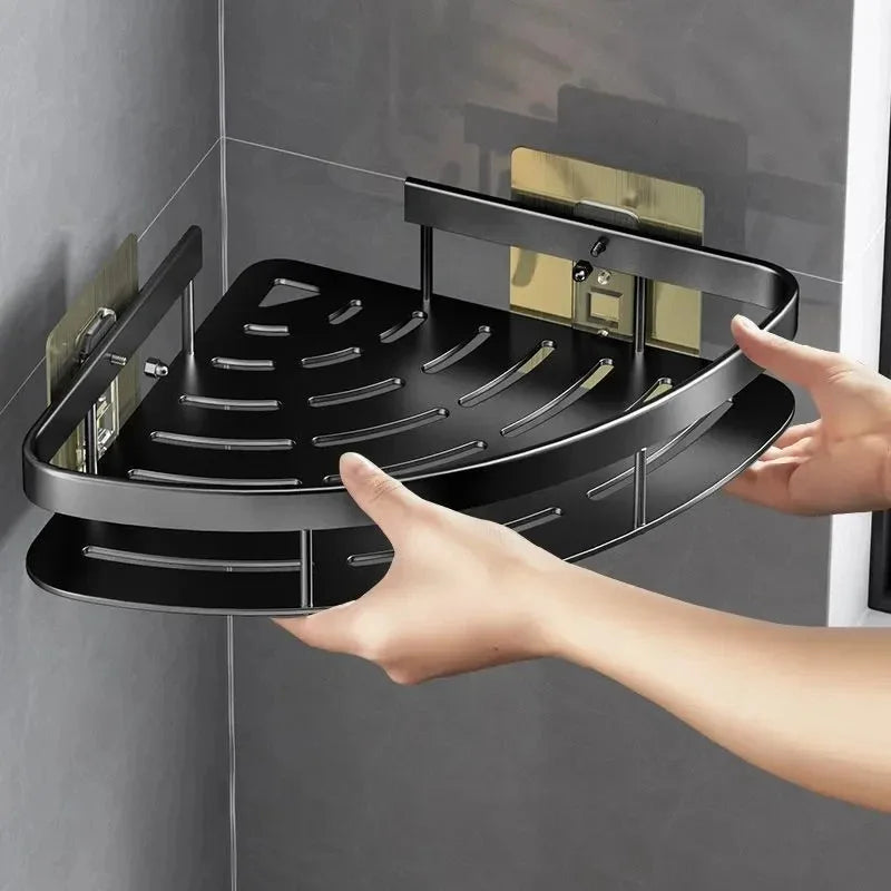 Bathroom Shelf Makeup Storage Organizer Aluminum Alloy Shampoo Rack Shower Shelf Bathroom Accessories No Drill Wall Shelf
