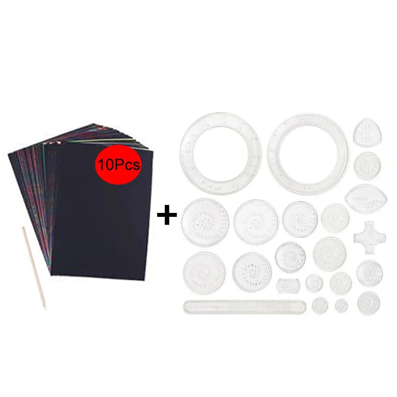 Funny Spirograph Drawing Toys Set Interlocking Gears & Wheels Geometric Ruler Drawing Accessories Creative Educational Kids Toy