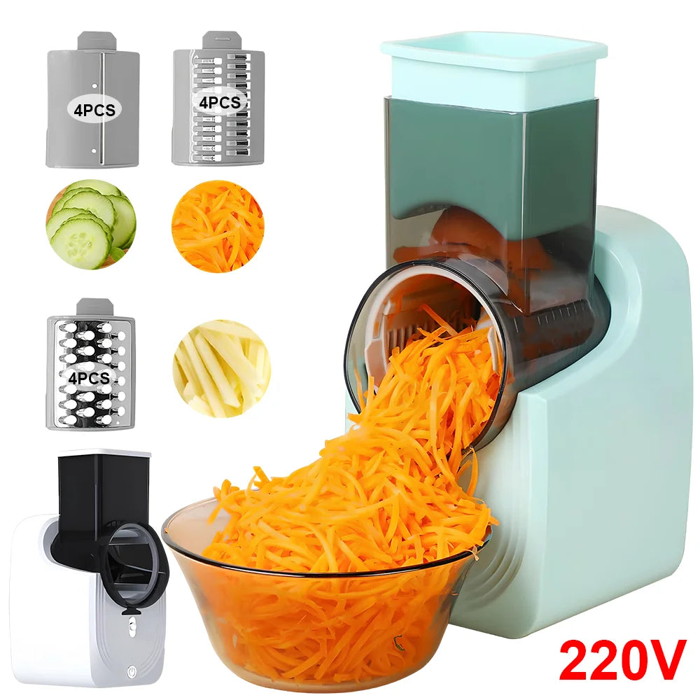 Multi-function Vegetable Cutter Electric Vegetable Slicer Shredder Kitchen Cheese Vegetable Chopper 3 in 1 UK Plug