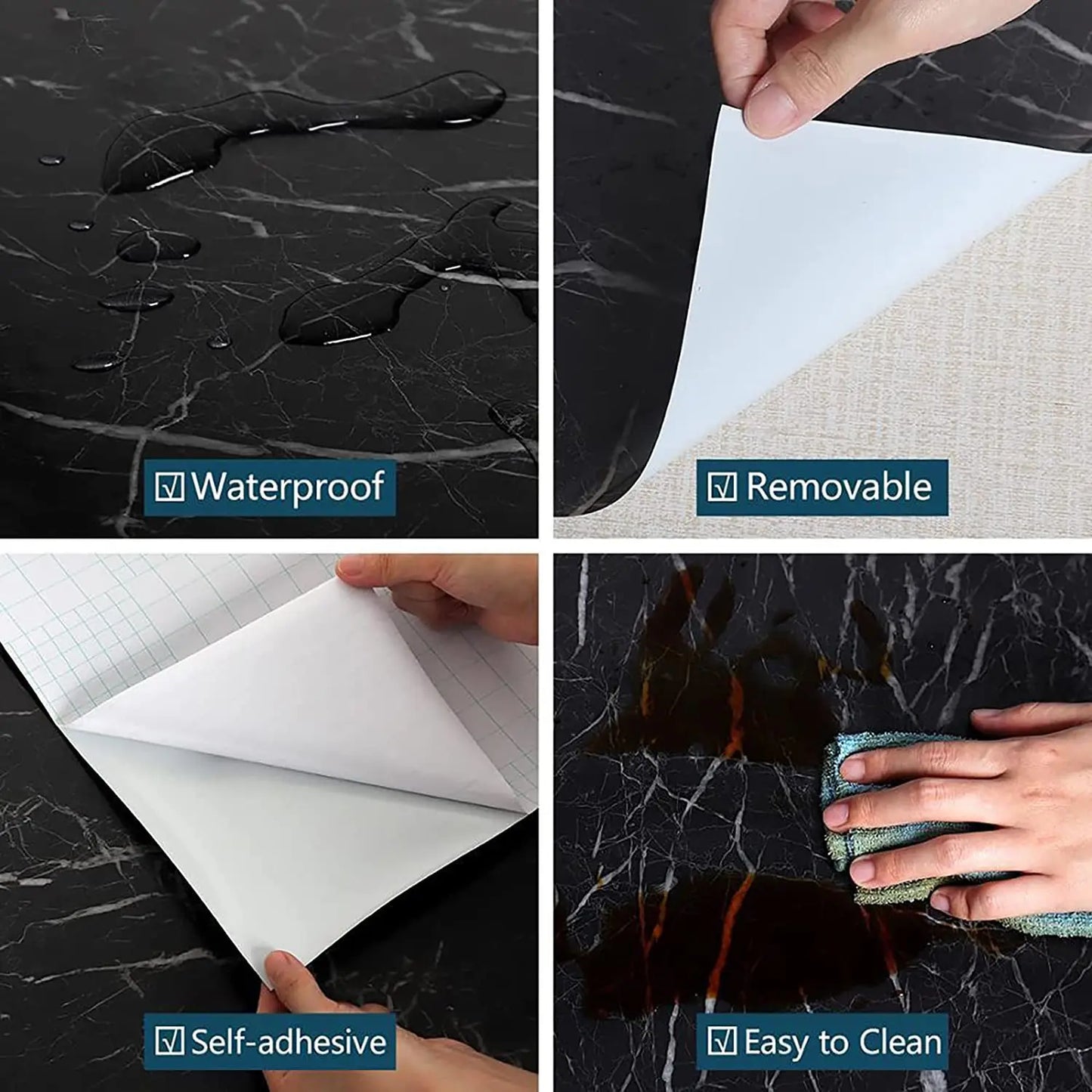 PVC Thickened Waterproof And Oil-proof Marble Wallpaper Self-adhesive Sticker Bathroom Cabinet Cooktop Desktop Decorative Film