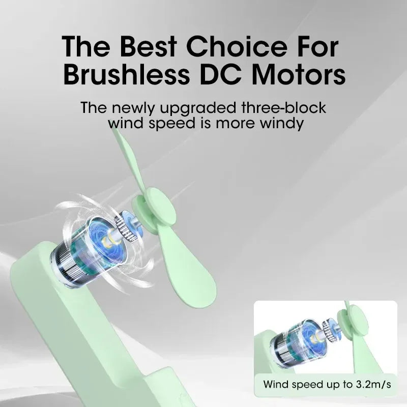 2000mAh Mini Portable Fan USB Rechargeable Handheld Desktop Fan