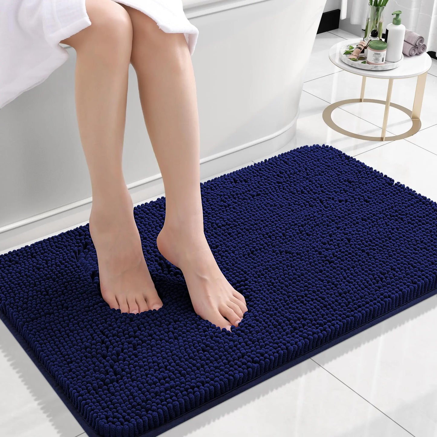 Homaxy Chenille Plain Hairy TPR Material Door Mat Indoor Non Slip Door Mat Dirt Trap Absorbent Mat Absorbs Water Bathroom Mat