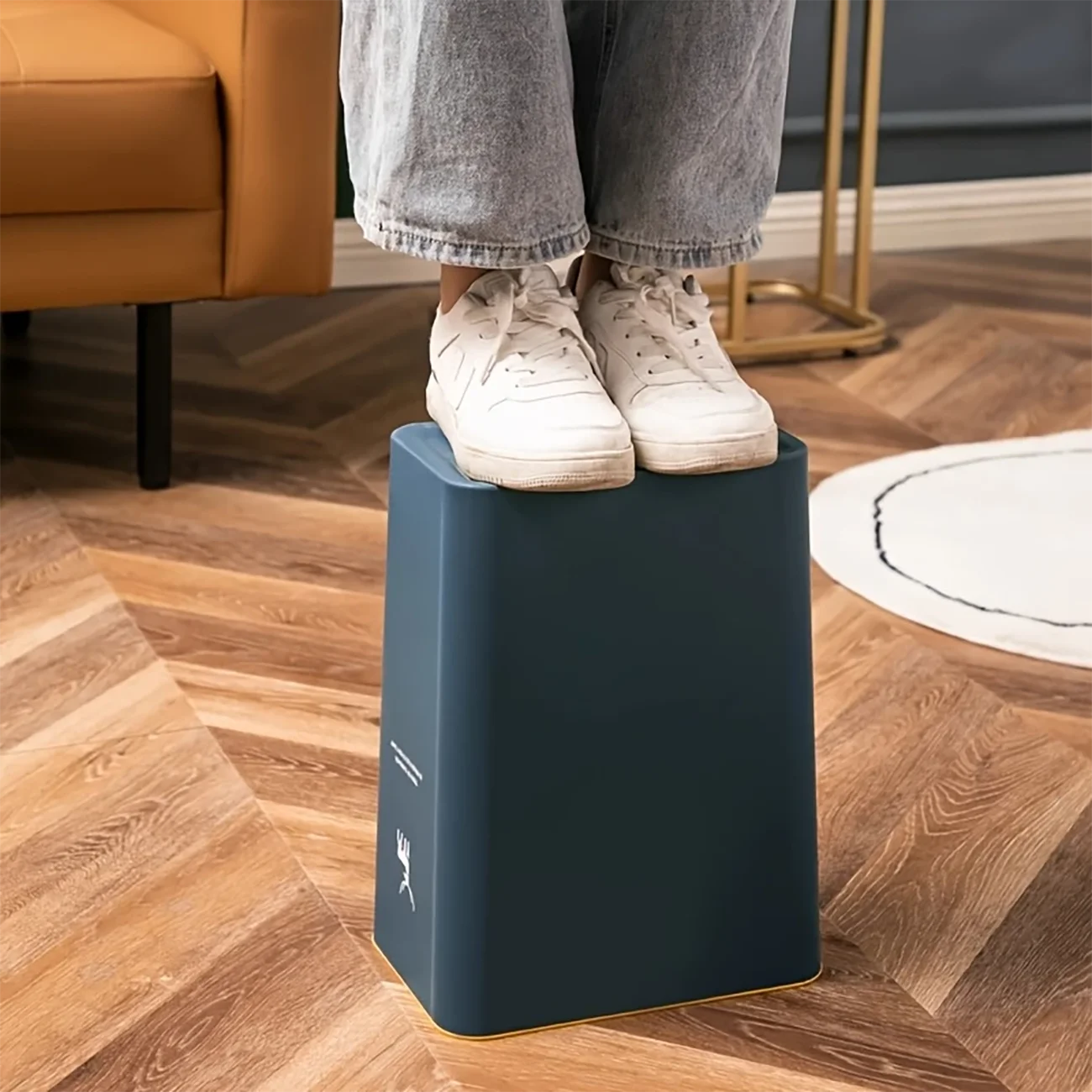1pc Bathroom Trash Can 15L Garbage Can with Press Top Lid for Kitchen, Bedroom, Living Room Plastic Wastebasket with Pop-up Lid