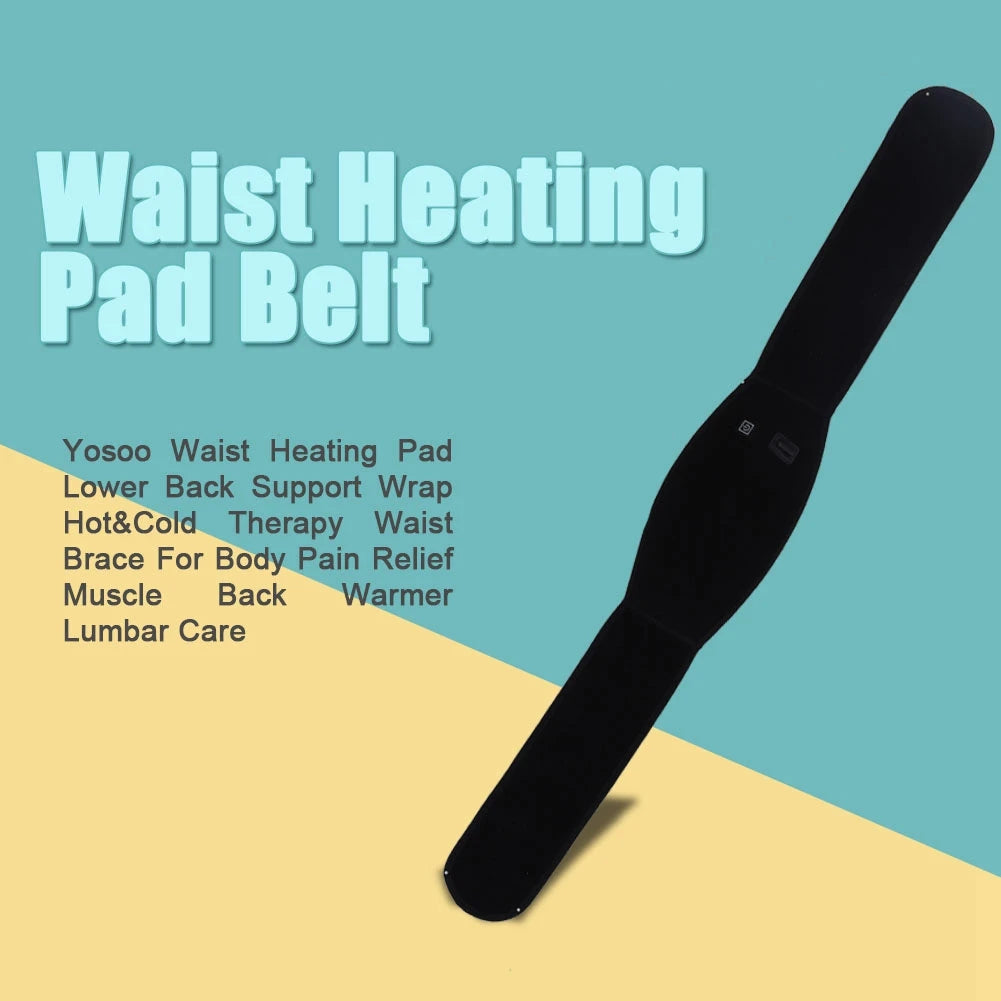 Heat Therapy Waist Pad Heating Waist Belt Brace For Pain Relief Lower Back Therapy Lumbar Black Waist Heating Pad Belt