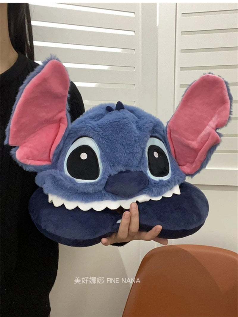 Comfortable Stitch Hooded U-shaped Pillow Cartoon Anime Travel Blackout Nap Neck Pillow With Hat Portable Eye Mask Sleeping