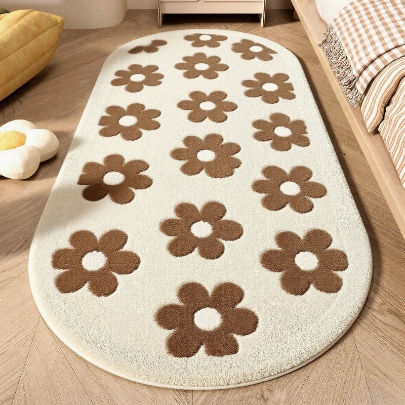 Flower Pattern Carpets for Living Room Thicken Plush Bedroom Decor Pink Carpet Fluffy Soft Bedside Floor Mat Washable Lounge Rug