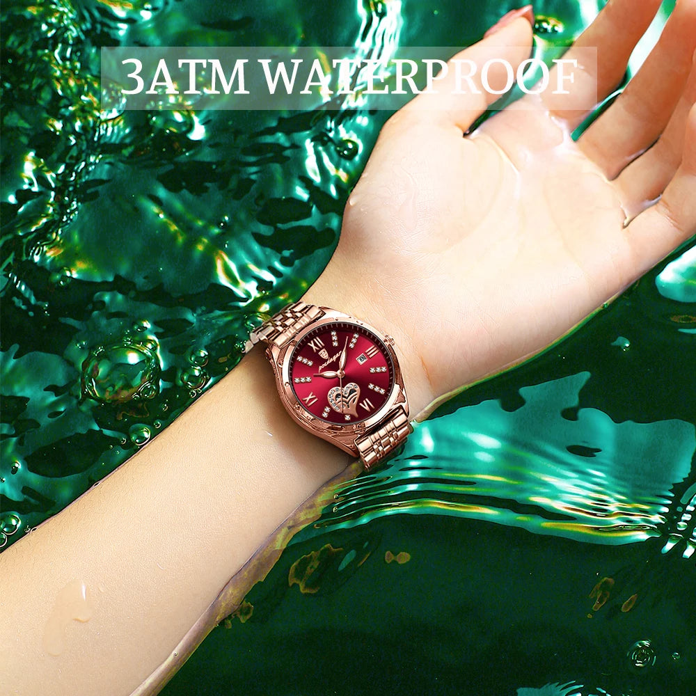 POEDAGAR Luxury Watches For Women Waterproof Luminous Date Stainless Steel Woman Watch Elegant Fashion Quartz Ladies Wristwatch