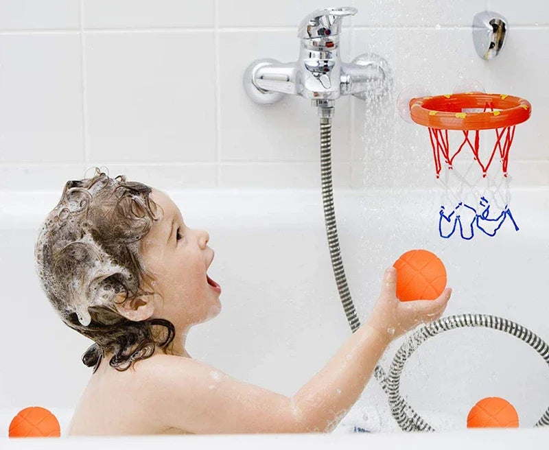 Baby Kids Mini Basketball Bathtub Water Play Set with 3 Balls Funny Shower Bath Fun Toys for Toddlers Educational and Safe