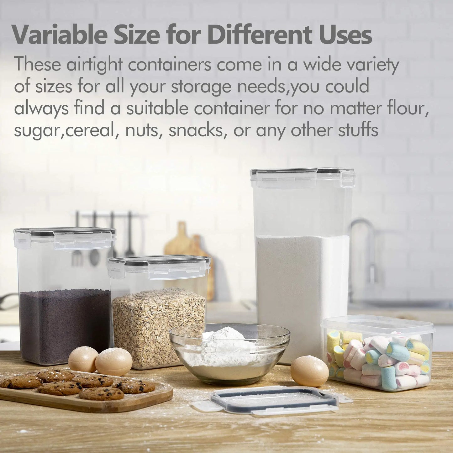 Food Storage Containers Kitchen Organiser and Storage Container with Lids Refrigerator Noodle Box Tank Sealed Cans 5Pcs Set