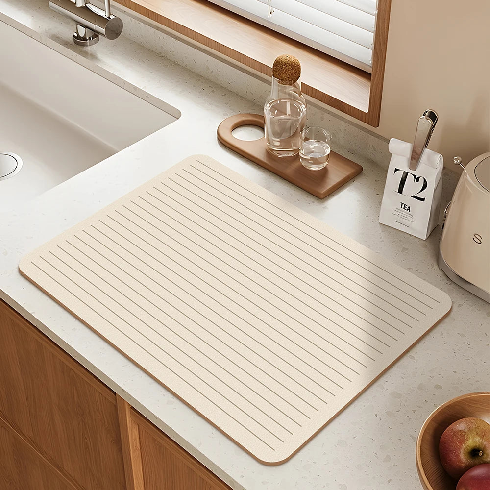 Super Absorbent Mat Line Dish Drying Mat Heat Resistant Coffee Mat Non-Slip Diatomaceous Kitchen Mat