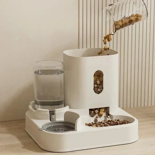 Automatic Pet Feeder and Water Dispenser 2in1 Raised Food Bowl with Water Fountain