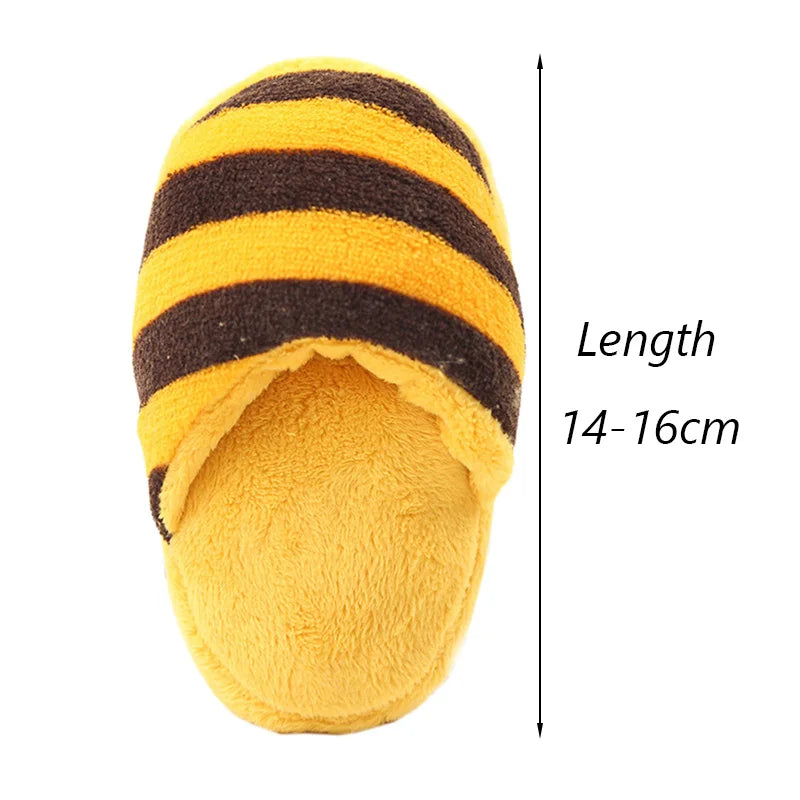 Puppy Chew Toy with Squeaker – Funny Plush Slipper for Small Dogs, Teeth-Cleaning Toy for French Bulldogs & Shiba Inus
