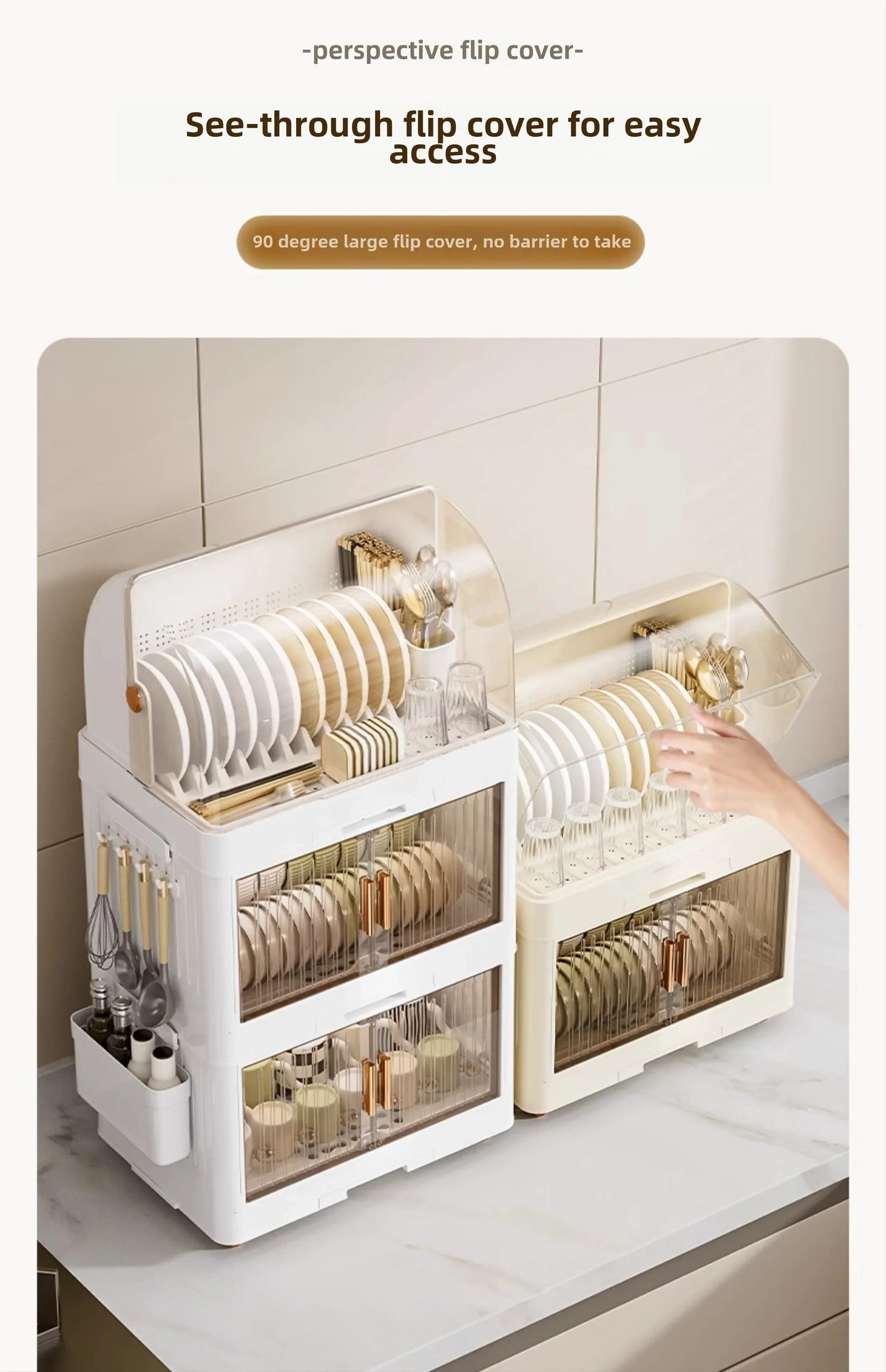 Kitchen Bowl Rack, Tableware Storage Box, Household with Lid, Tableware, Bowl Box, Dish Drain Rack, Plastic Cupboard