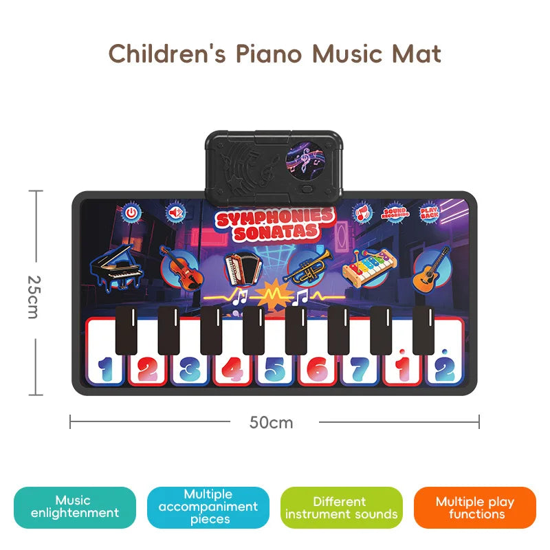 Baby Musical Piano Drum Mat Educational Floor Keyboard Instruments Music Hit Drum Carpet Learning Toys For Boy Girl Toddler Gift