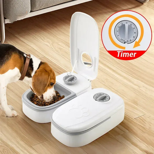 Automatic Timing Feeder Large Capacity Dry & Wet Food Container Electric Dog Double Dish Bowl For Cats Dogs