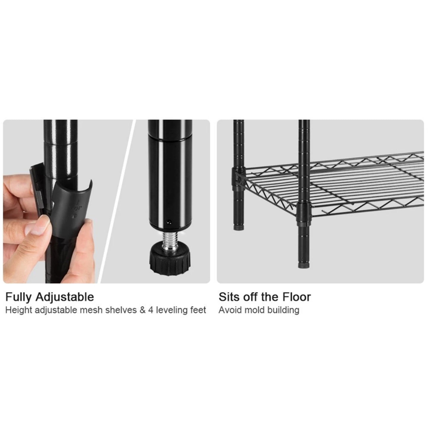 3-Tier Heavy Duty Adjustable Shelving Unit Black
