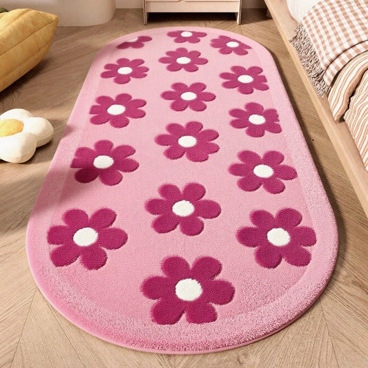 Flower Pattern Carpets for Living Room Thicken Plush Bedroom Decor Pink Carpet Fluffy Soft Bedside Floor Mat Washable Lounge Rug