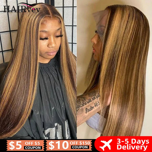 Highlight Wig Human Hair Brazilian 13x4 Straight Lace Front Wig Ombre Honey Blonde 13x6 Hd Lace Frontal Wig For Women Preplucked