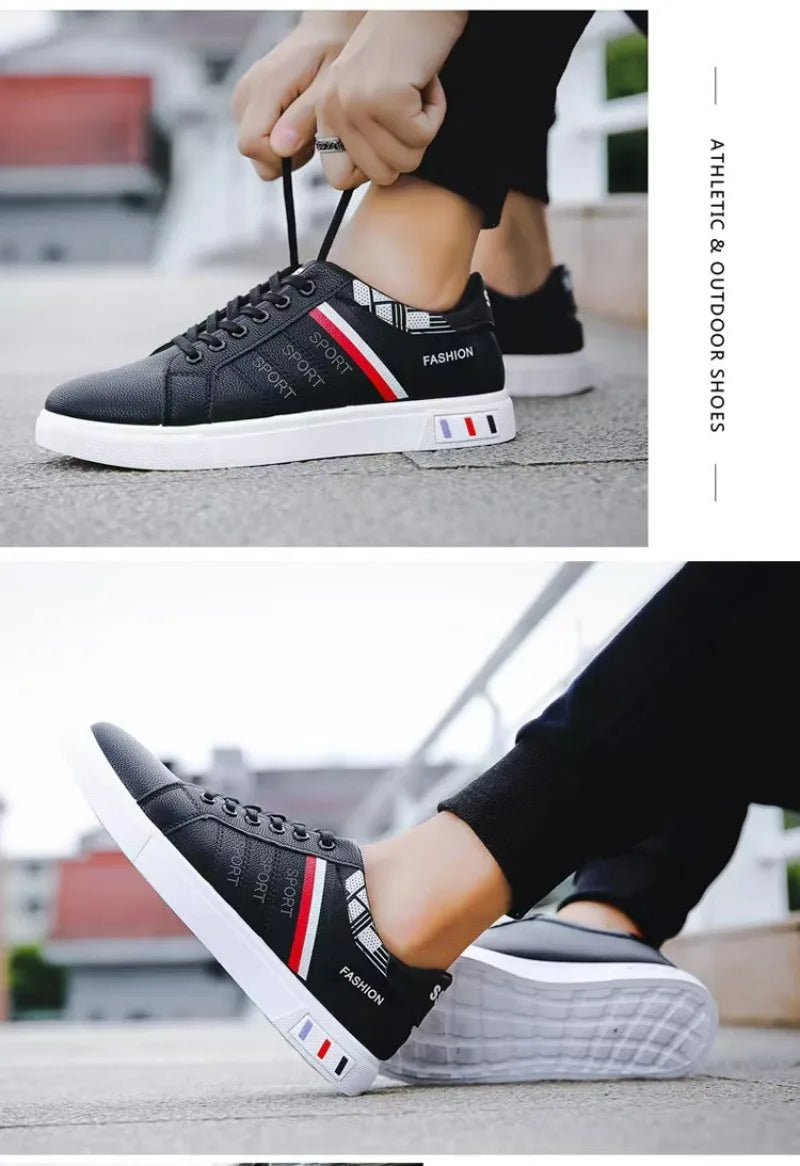 Men's White Casual Trainer Shoes, Outdoor Sport Shoes