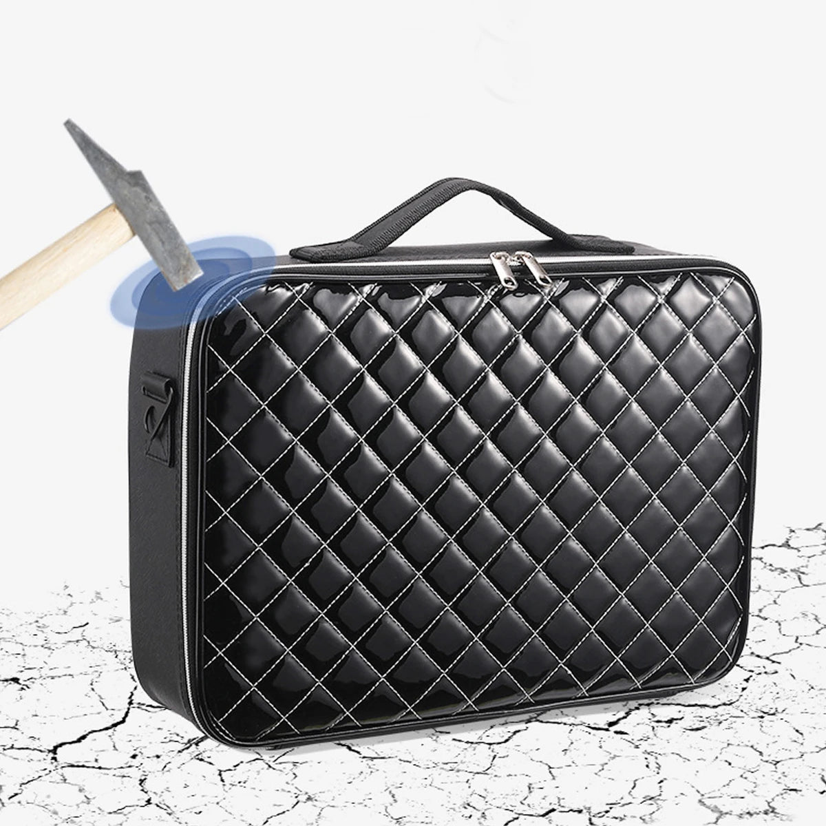 Large Waterproof Travel Organise Cosmetic Box PU Makeup Case