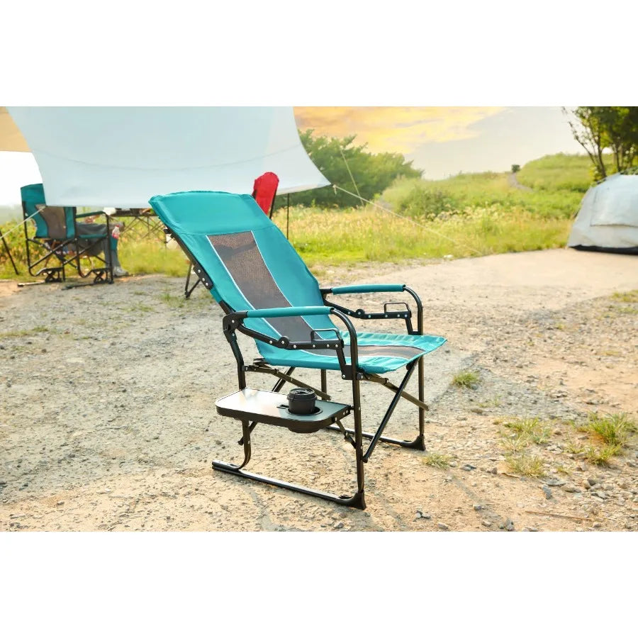 Heavy Duty Camping Portable Folding Chair with Side Table Pocket