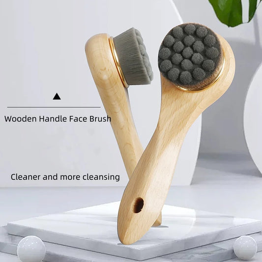 Wooden Handle Face Wash Brush Beech Handle Bamboo Handle Wooden Manual Face Wash Brush
