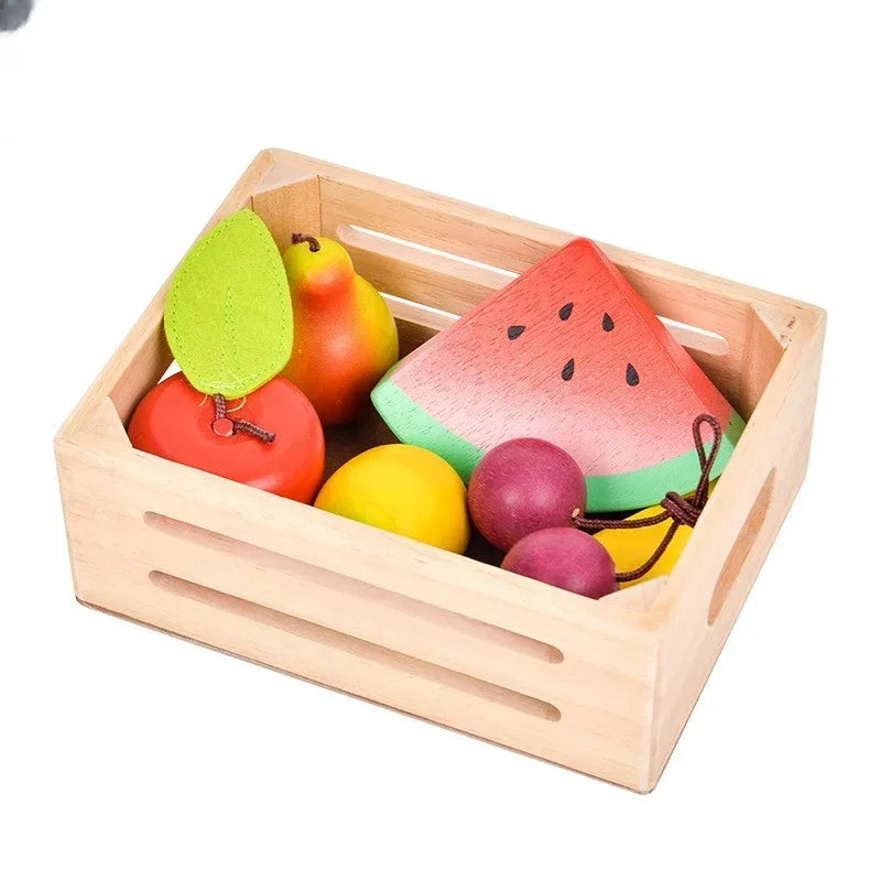 Wooden Simulation Kitchen Toy Montessori Pretend Play House Series Cut Fruit Desserts Children Cut Vegetables Educational Toys