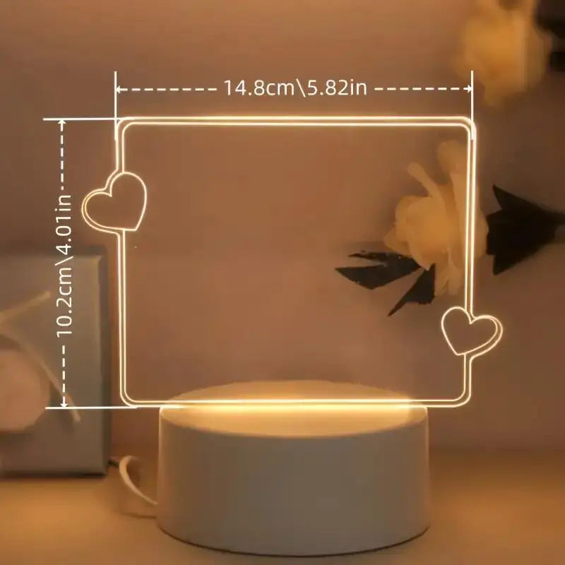 1 PC 3D Night Light DIY Writing Board Acrylic Intelligent White Base with Handwriting Pen Message Board Creative Gift Transparen