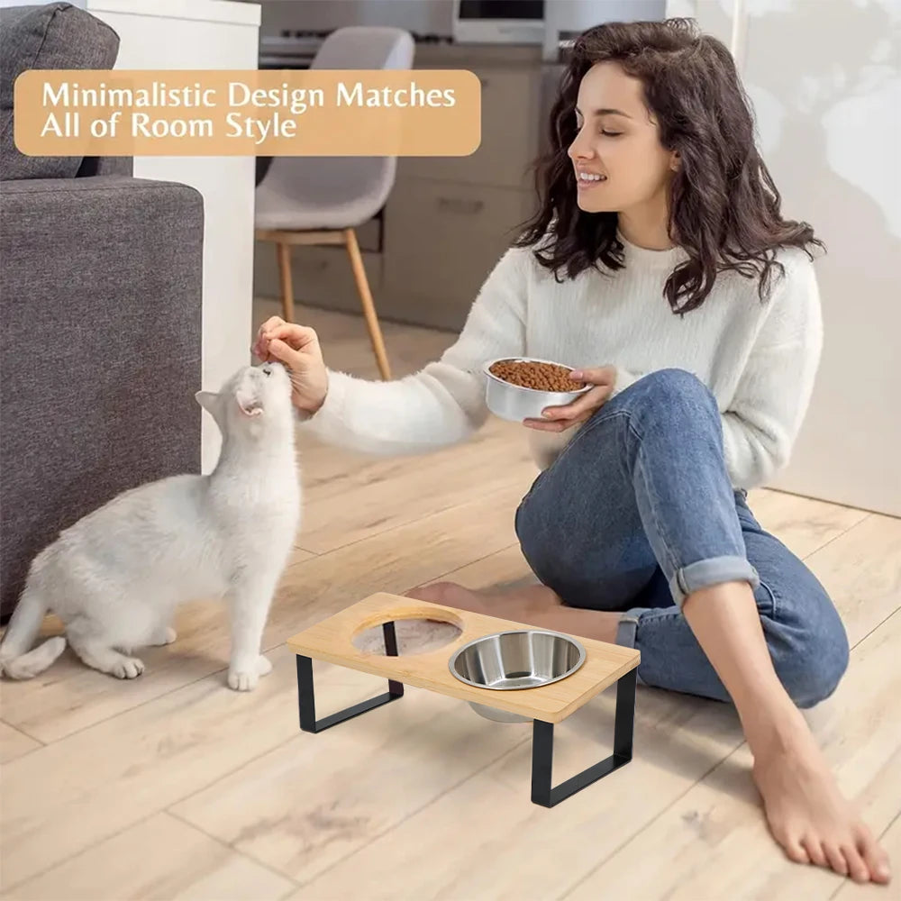 5° Tilted Elevated Pet Bowl – Stainless Steel Feeder for Cats and Puppies, Ergonomic Raised Dog Bowl