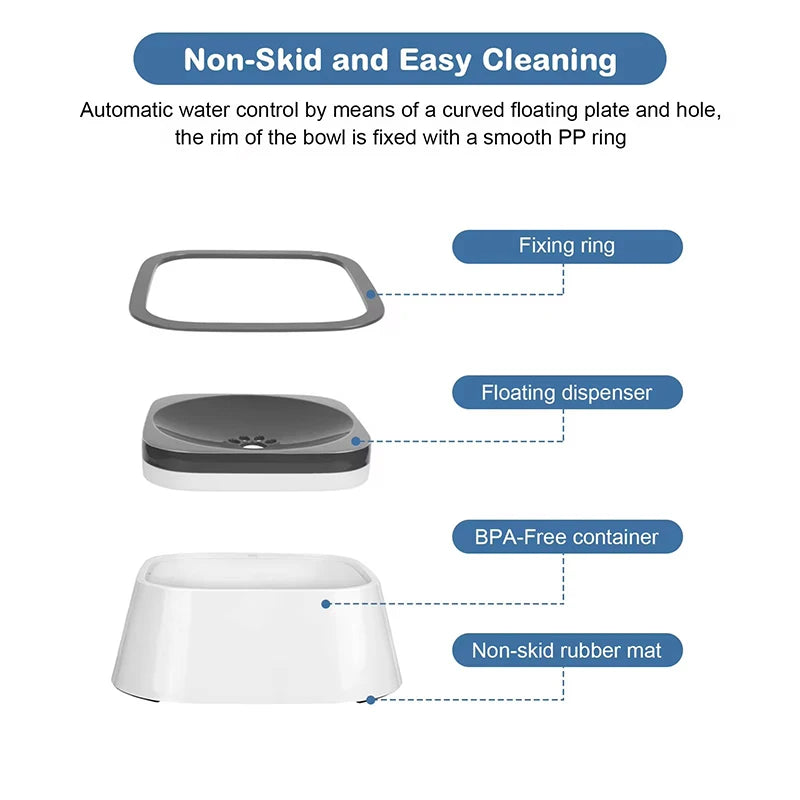 No-Spill Pet Water Bowl – Slow Feeder Drinking Dish for Dogs & Cats