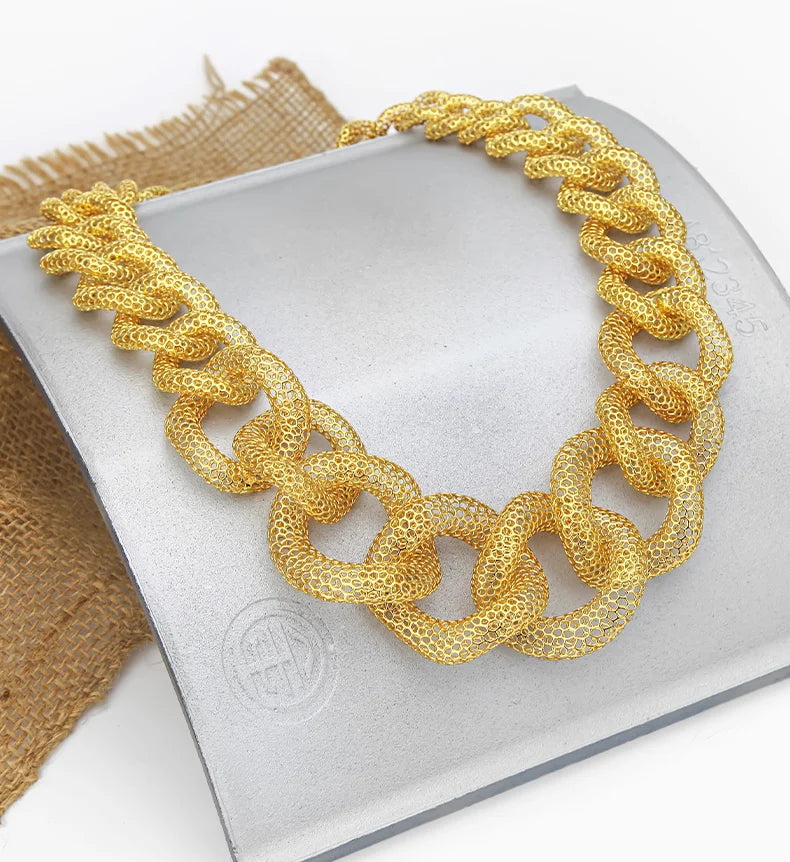 IVOG Multi ring Hollow Chain Design Necklace For Women Gold Color Necklaces Brass Collar Fashion Jewelry