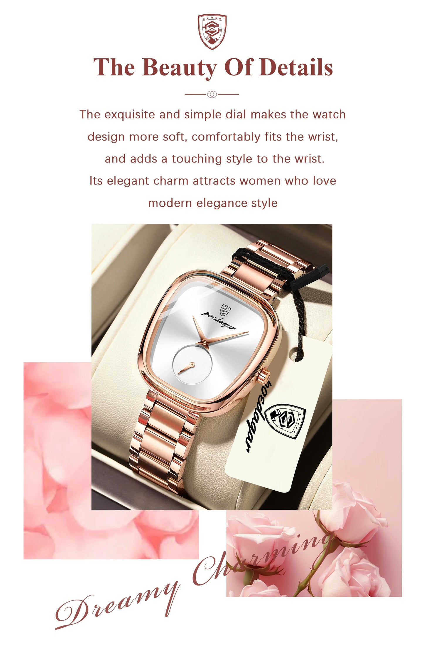 POEDAGAR Fashion Watch For Woman Waterproof Stainless Steel Quartz Couple Watches High Quality Ladies Wristwatch Girlfriend Gift